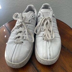 K-Swiss White Leather Platform Sneakers